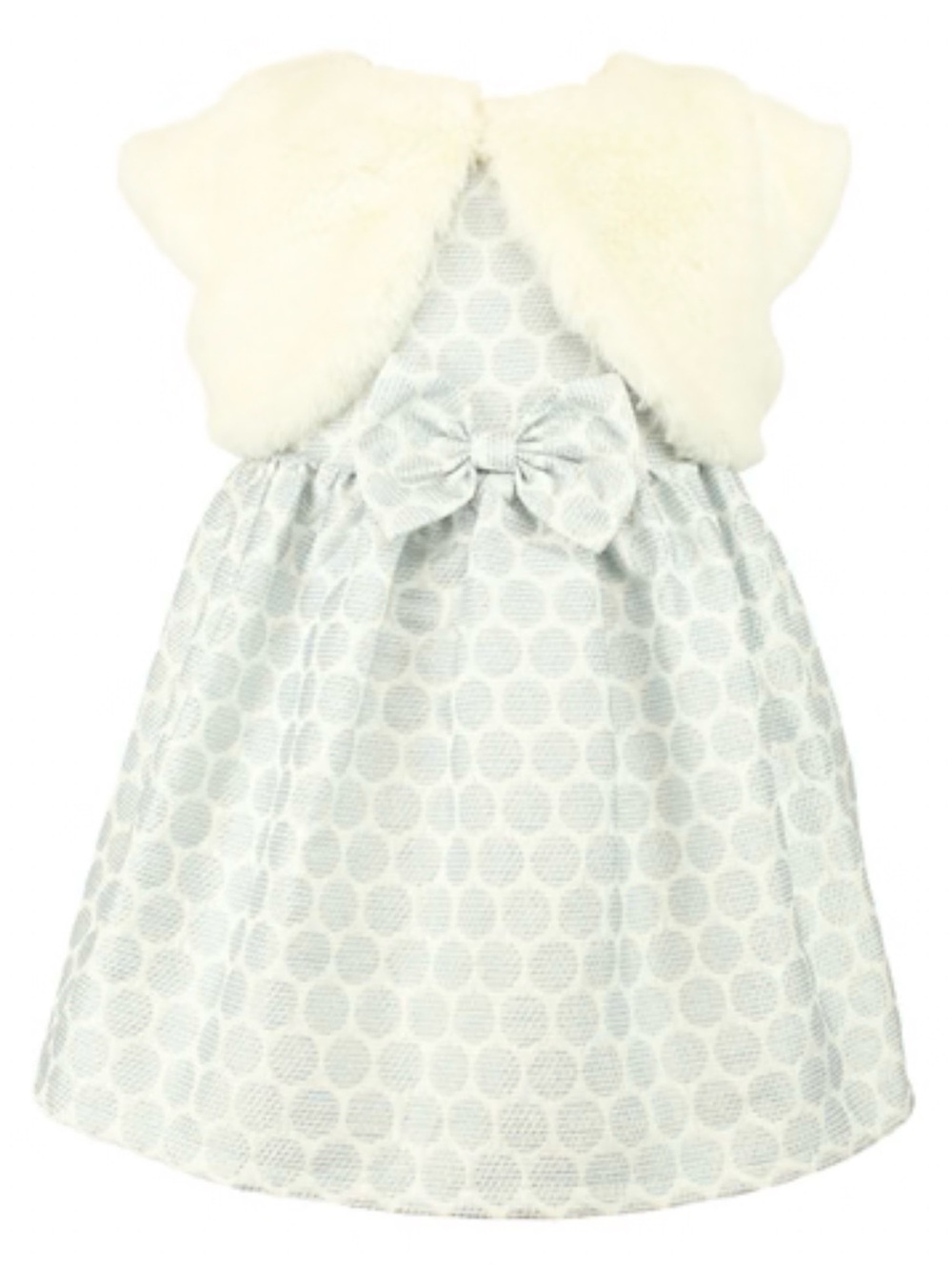 Popatu Little Girl's 2-Piece Elegant Dress with Faux Fur Vest